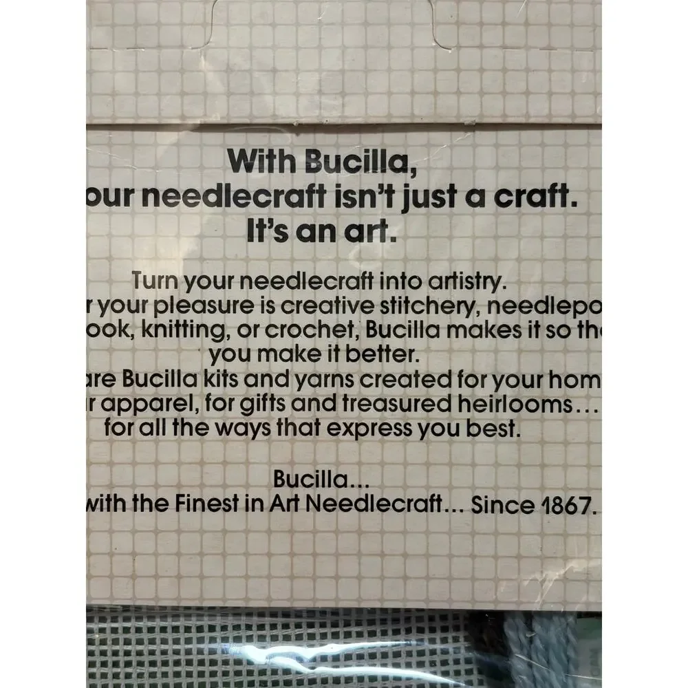 Vintage Bucilla Iris Needlepoint Pillow Kit #4306 14” Complete Sealed USA Wool